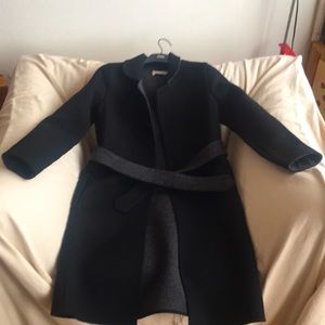 NWOT Flannel Australia fleece wool black/grey belt coat. Never worn,size 1.